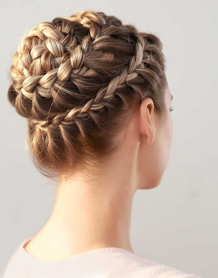 spiral french crown braids