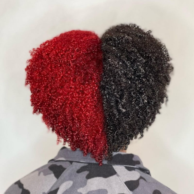 split hair color for afro hair