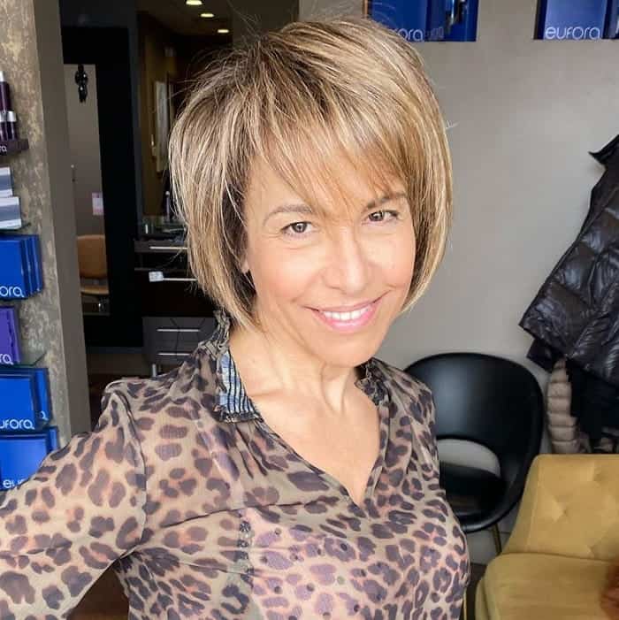 Stacked bob with bangs