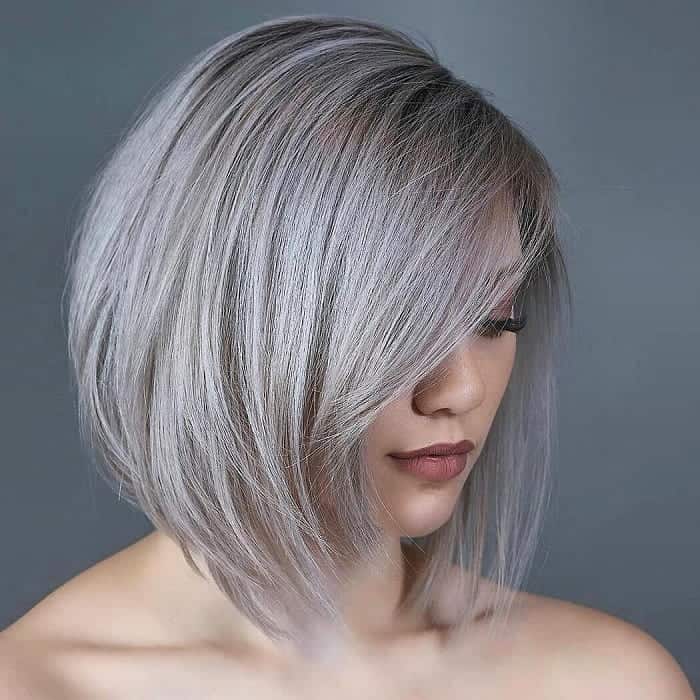 A stacked bob with layers 