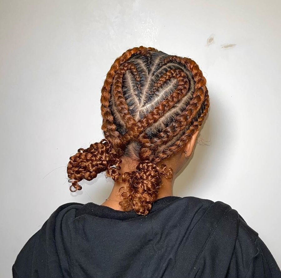 stitch braids with heart and two buns
