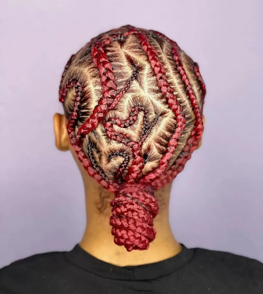stitch braids with heart on the back