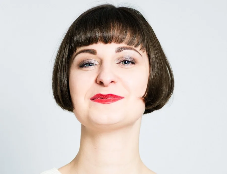 straight French bob with bangs