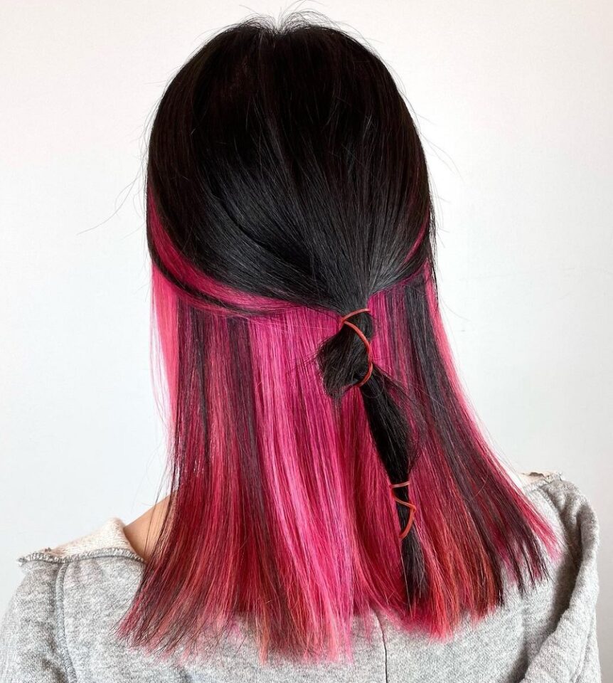 Black Hair with Pink Underneath: Top 20 Looks