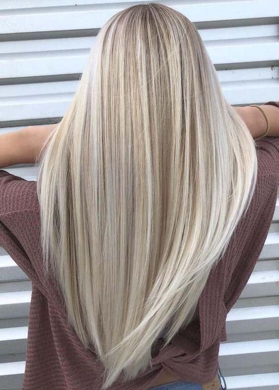 very long straight blonde hair