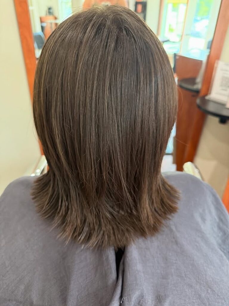 sleek, straight long hair with textured ends