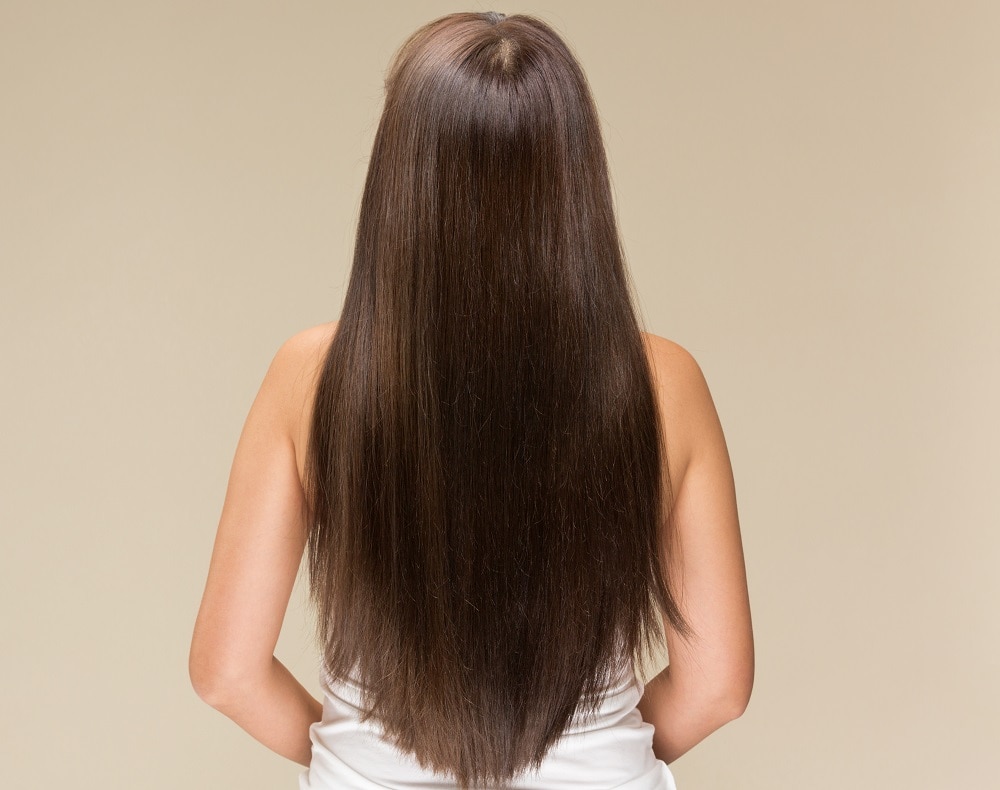 straight long u-shaped hair with choppy ends