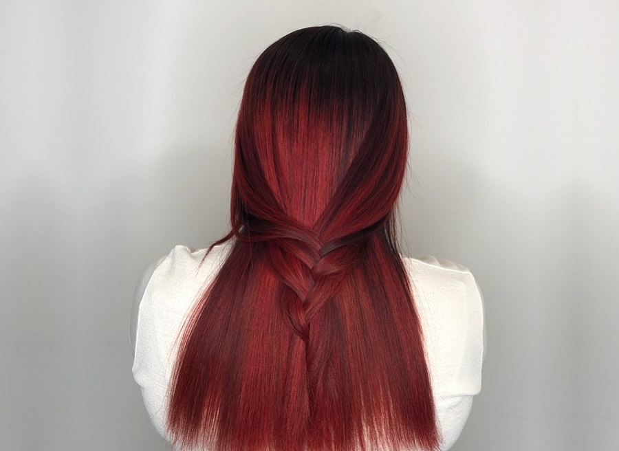 straight red balayage hair