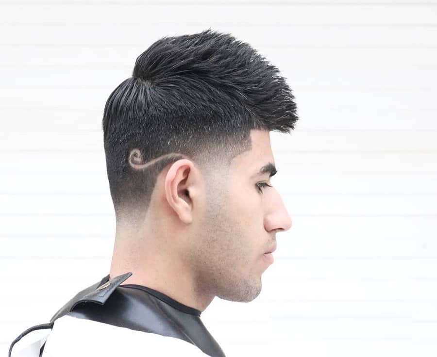 taper fade haircut with design