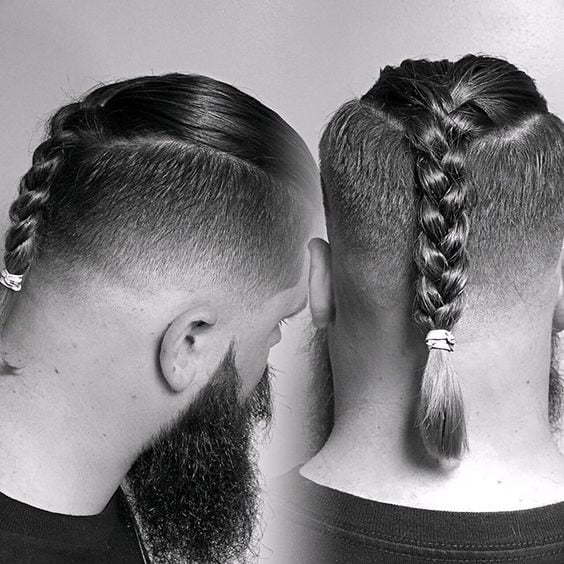 long braids with taper fade
