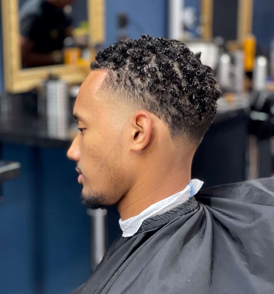 taper fade with curls