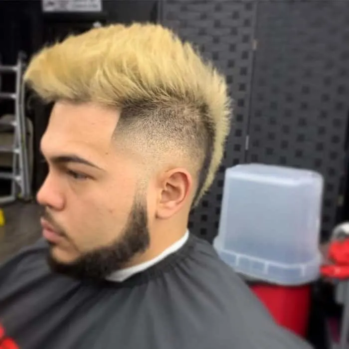 blonde mohawk with taper fades