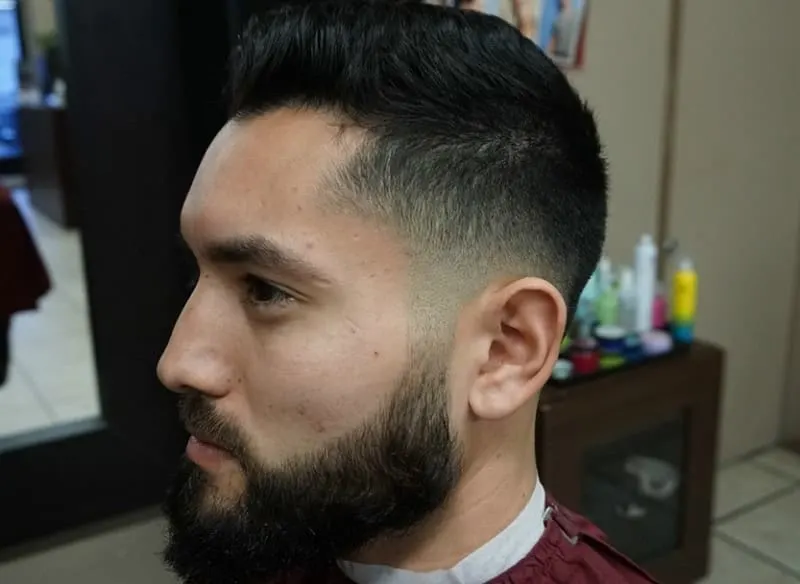 subtle taper fade with beard for men