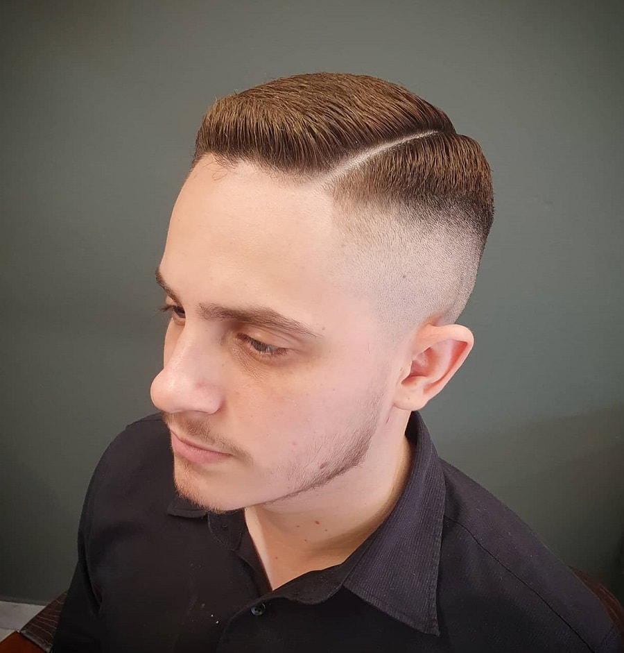 tapered crew cut with side part