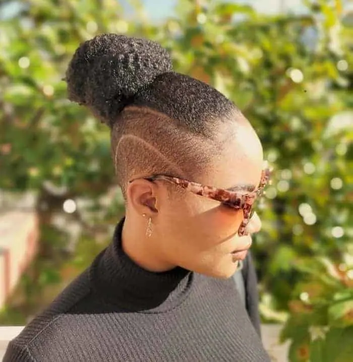 4c hair bun with tapered sides