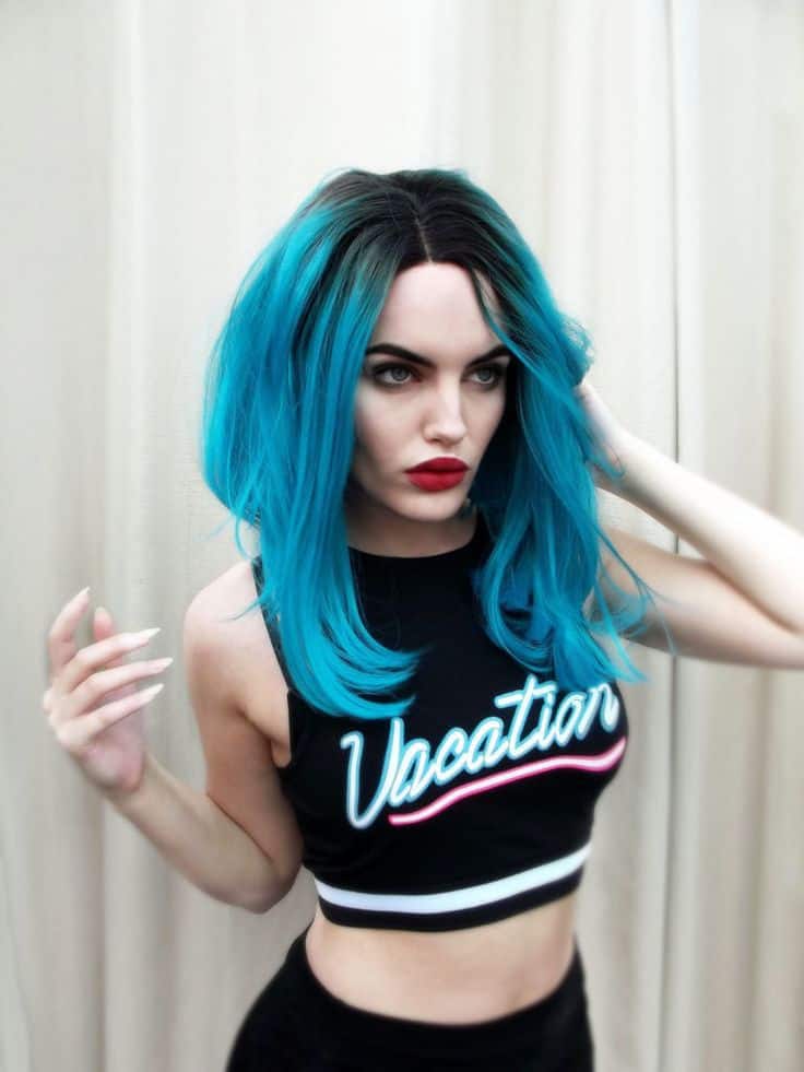 Thick Dark Roots on teal blue hair