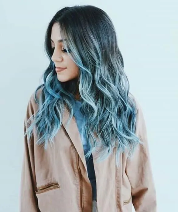 teal blue ombre hair