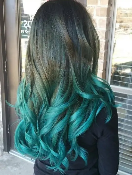 teal ombre on brown hair