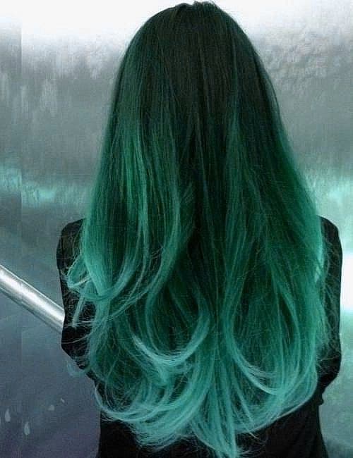 women with teal green ombre hair