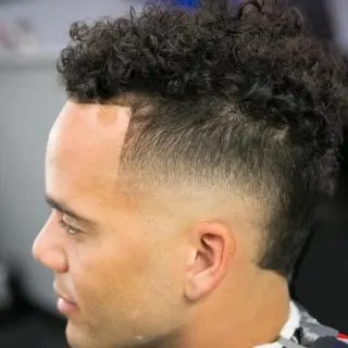 temp fade with curls