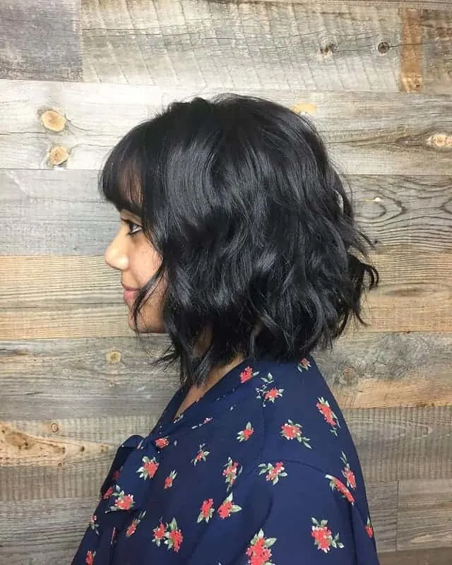 textured bob with bangs