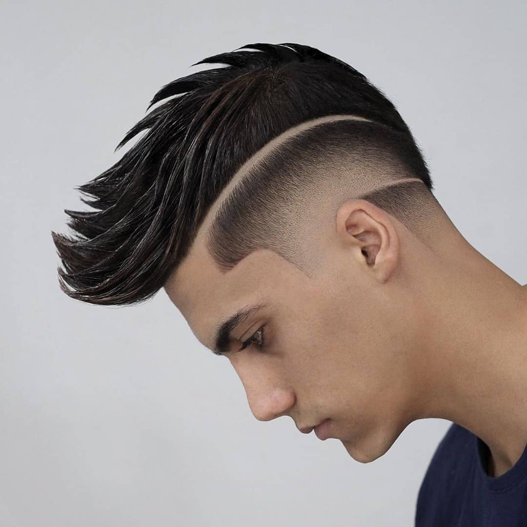 textured faux hawk with line
