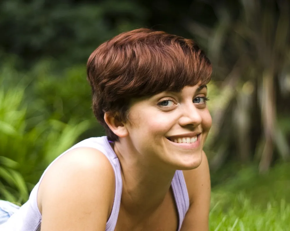 thick brown pixie cut