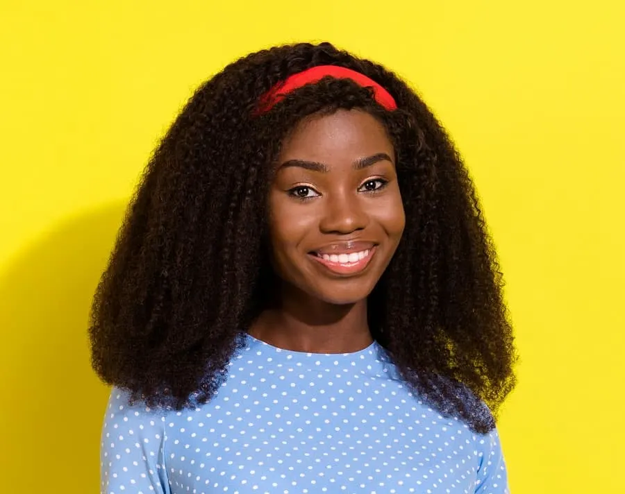 thick curls with headband