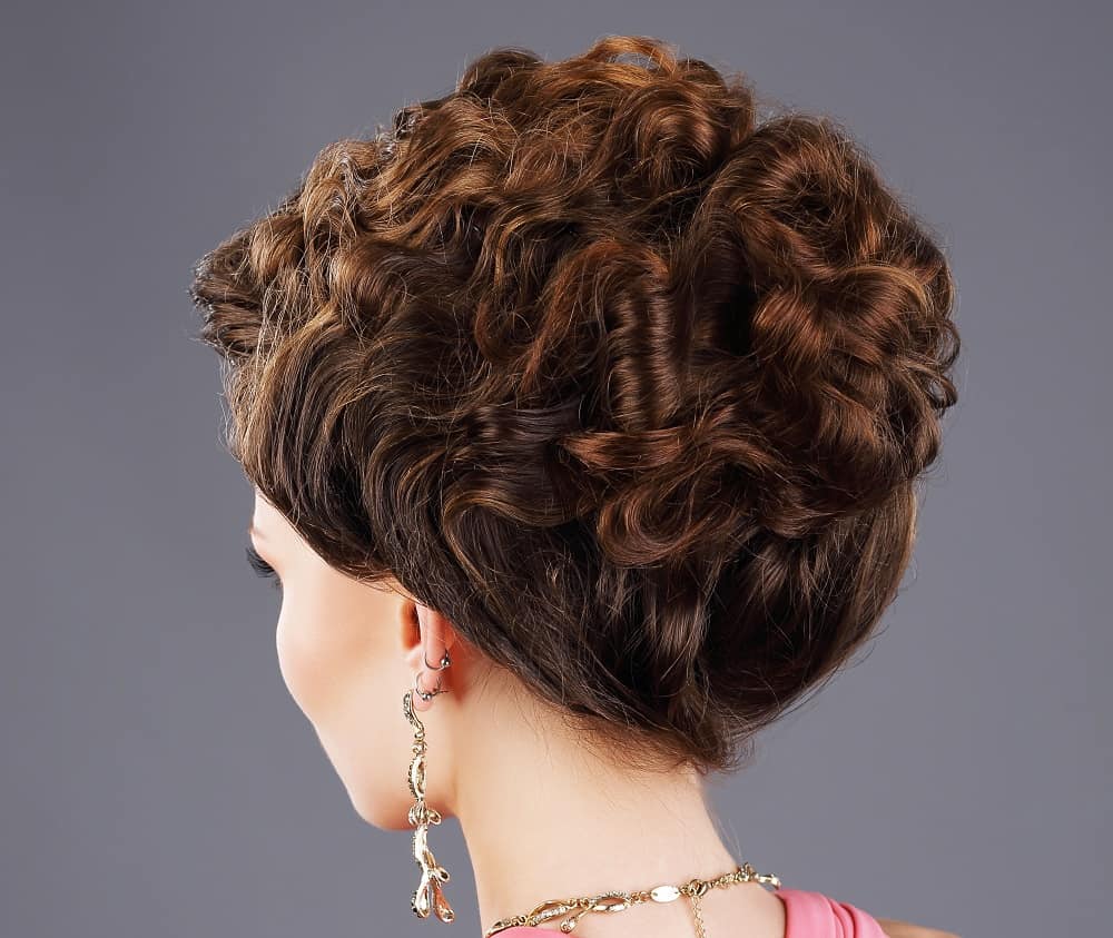 brown thick updo for women over 50