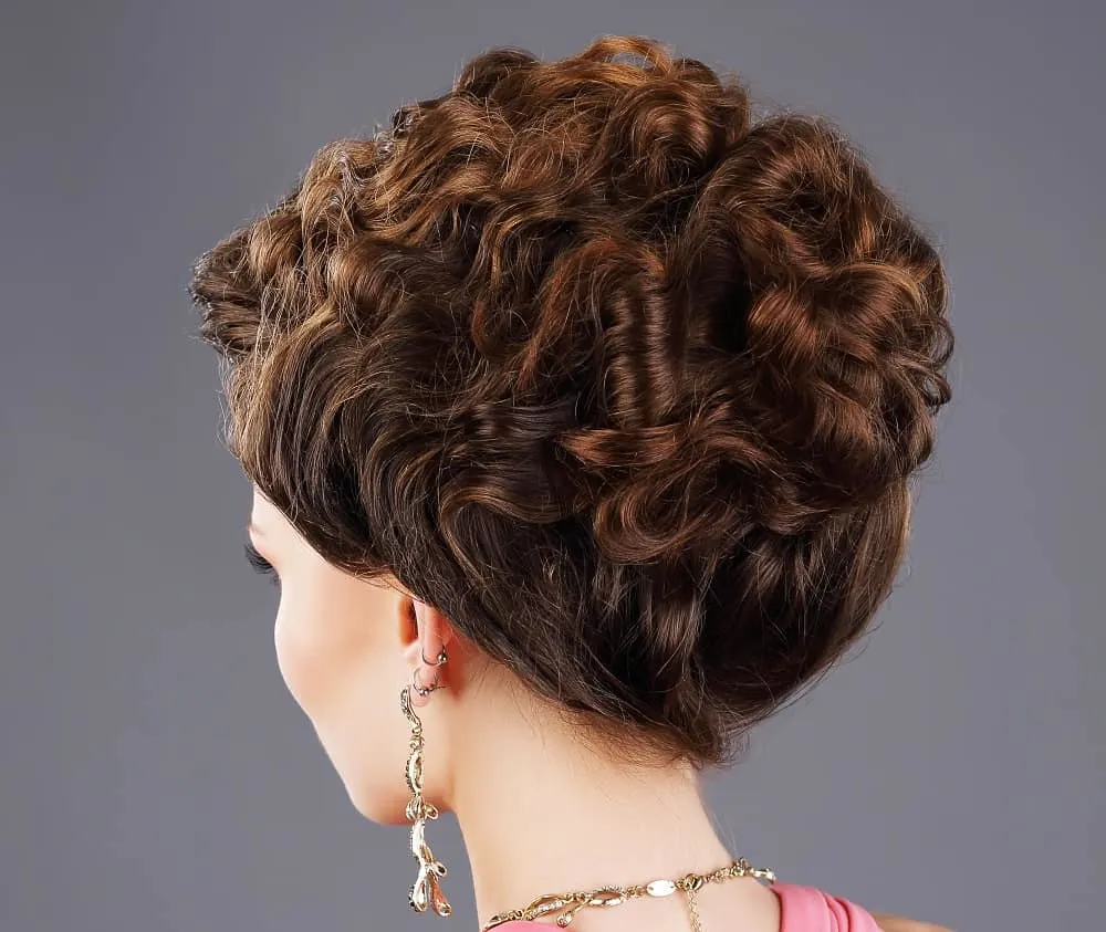 brown thick updo for women over 50