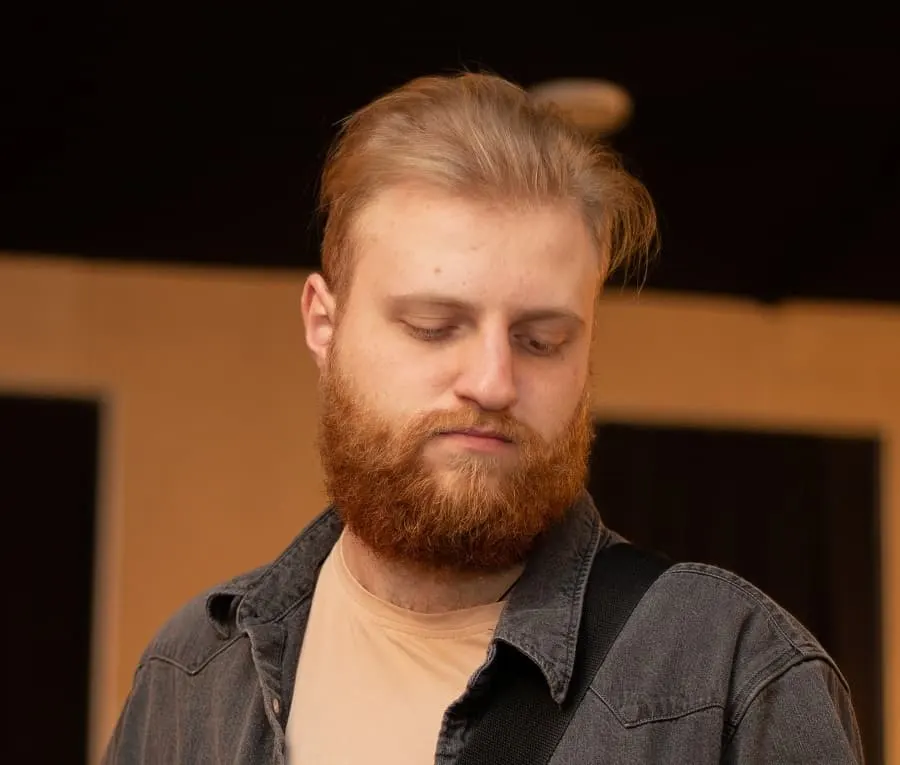 thin blonde hair with red beard