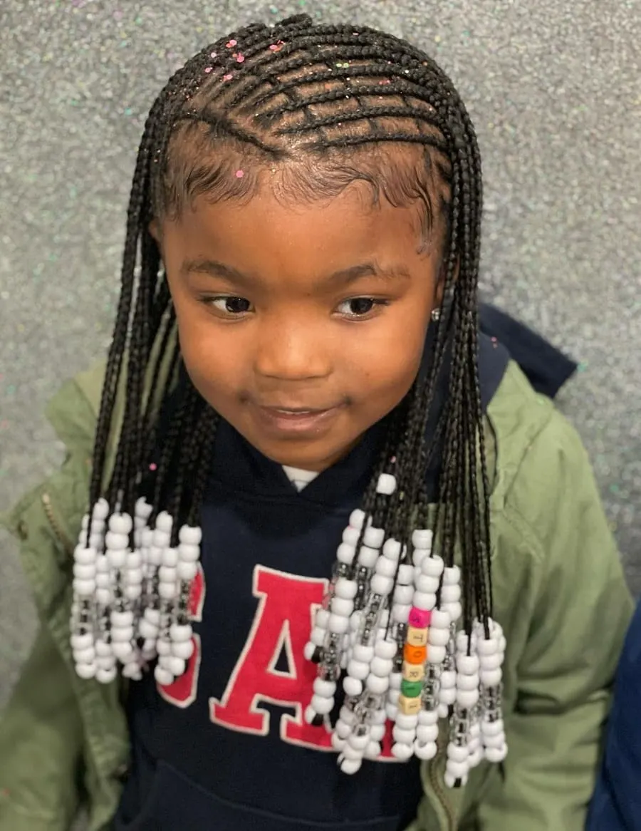 thin braids with beads for little girls