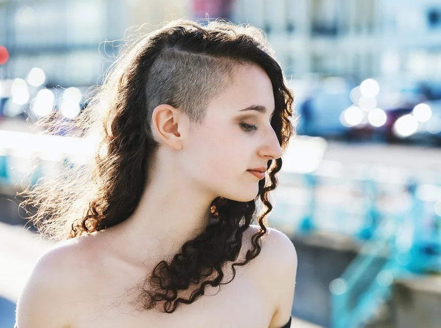 thin curly hair with undercut