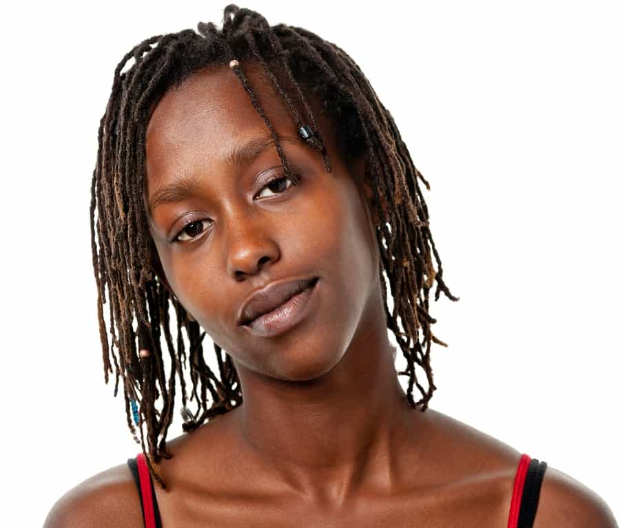 thin dreads with beads