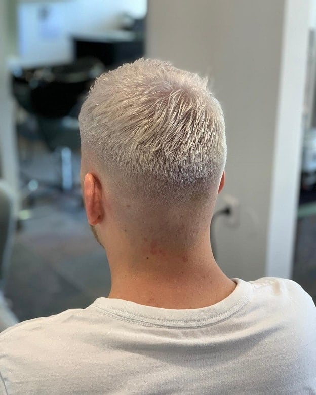 short and thin icy blonde hair for men