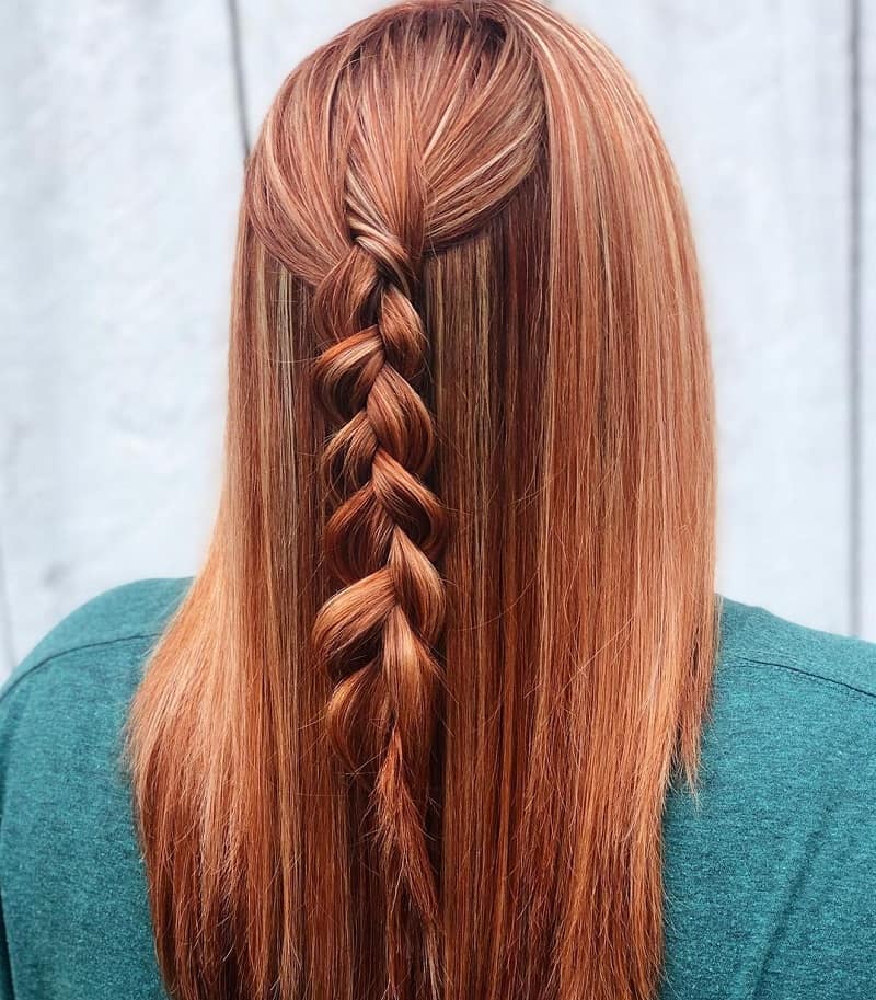 thin red and blonde highlights