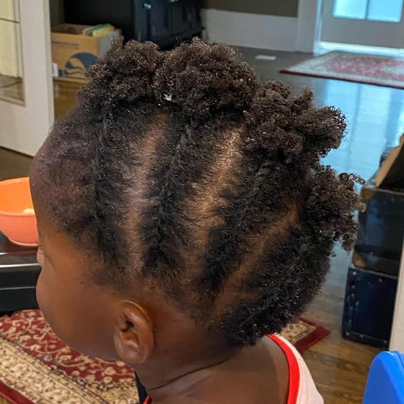 toddler black girl with braided mohawk