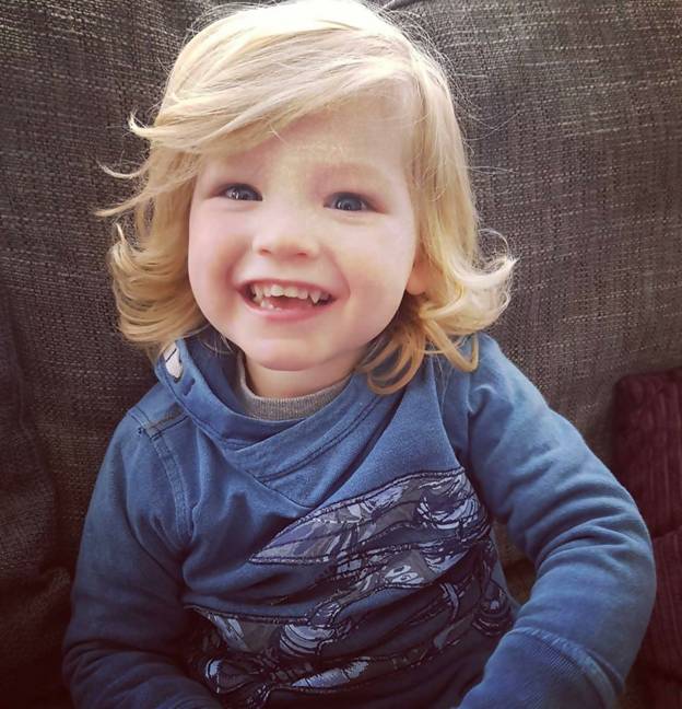 Toddler Boy with Long Layered Blonde Hair