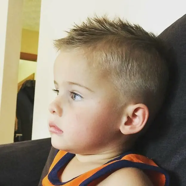 toddler boy with short and spiky hair