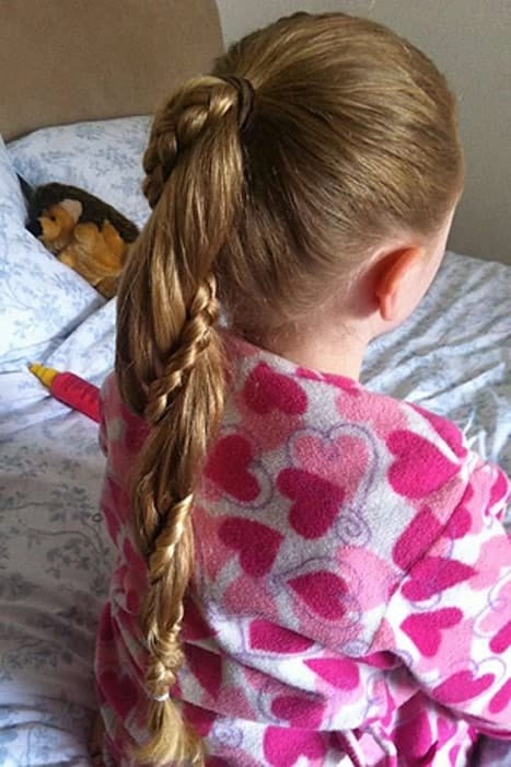 Toddler with Twisted Braid Ponytail