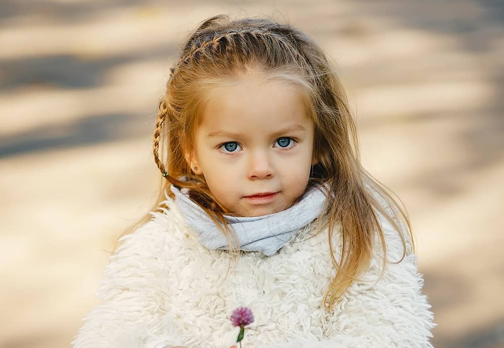 toddler girl with front braided hairstyle