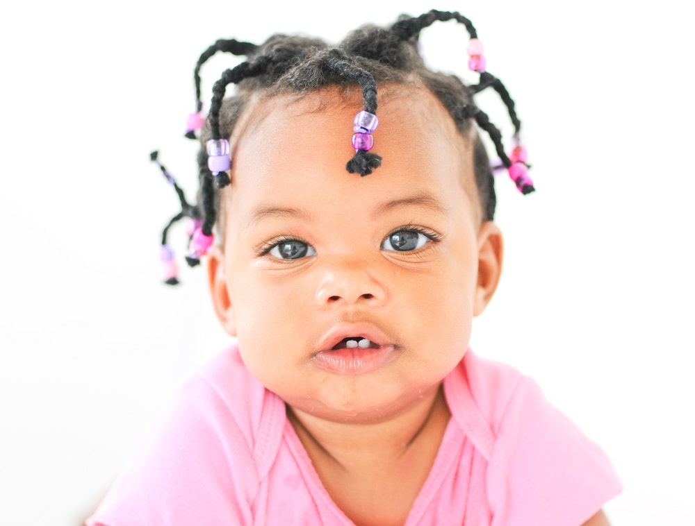 toddler girl's braids with beads
