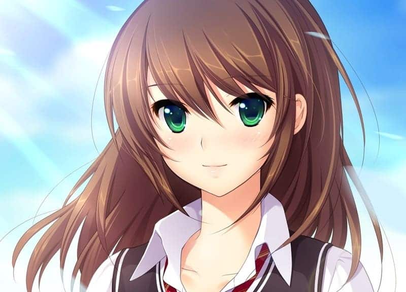 Anime Girl with Brown Hair and Green Eyes