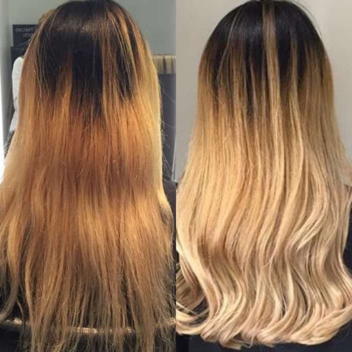 toner for orange hair - before and after