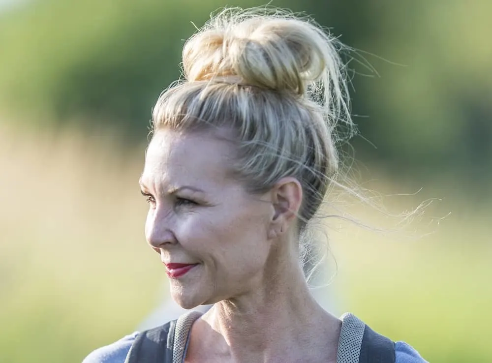 top knot bun for over 50 women