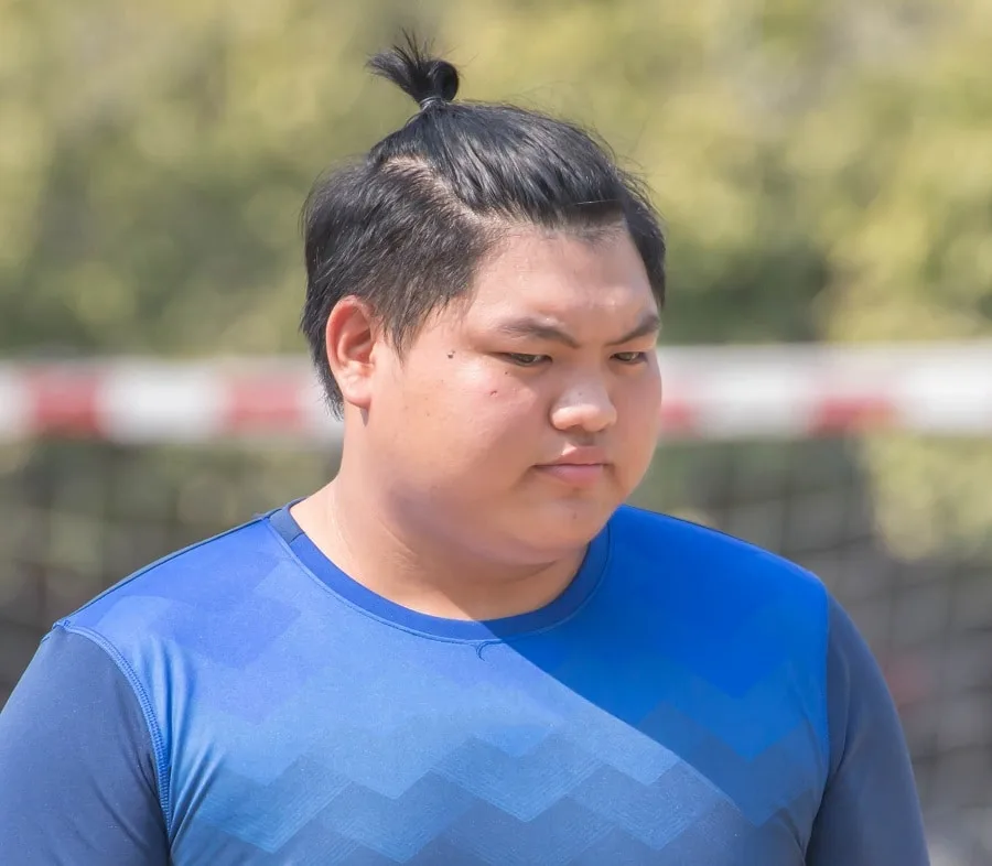 top knot for men with fat faces and double chins
