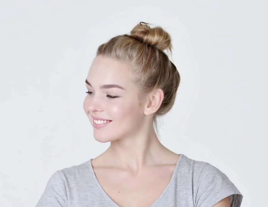 top knot with medium blonde hair