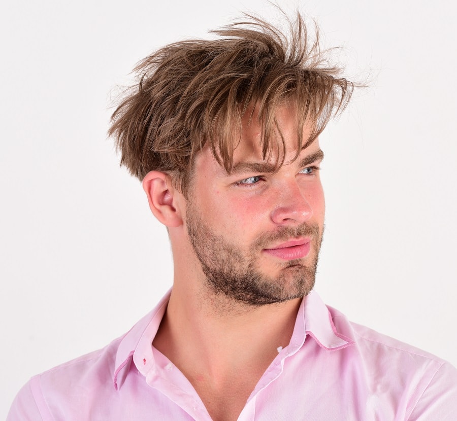 tousled layered hair for men