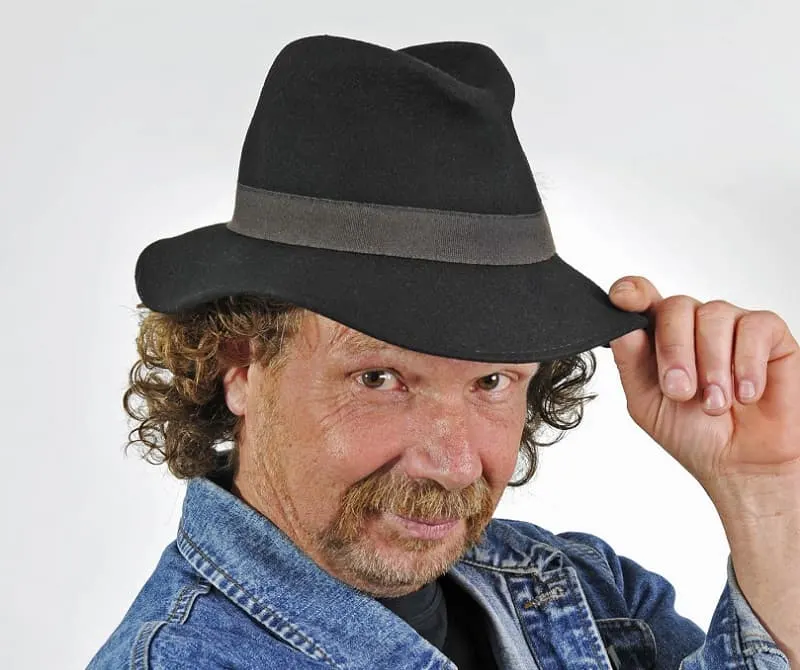 trilby hat for man with long hair