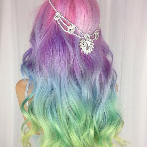 beautiful Pastel Rainbow mermaid hair color